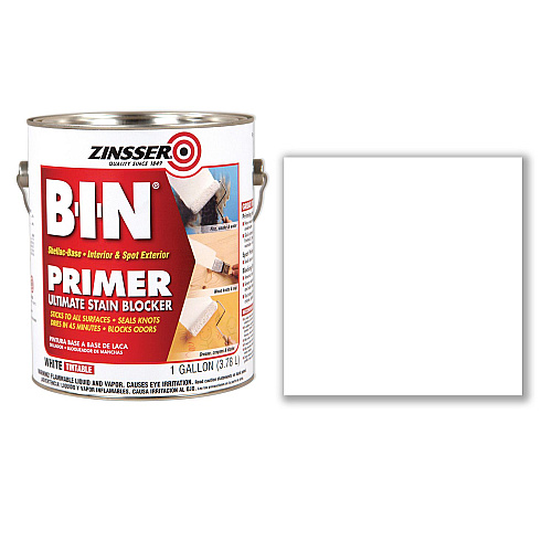 Zinsser BIN Shellac-Base Interior and Spot Exterior Primer, Flat White, 1 gal Bucket/Pail, 2/Carton (320991CT)
