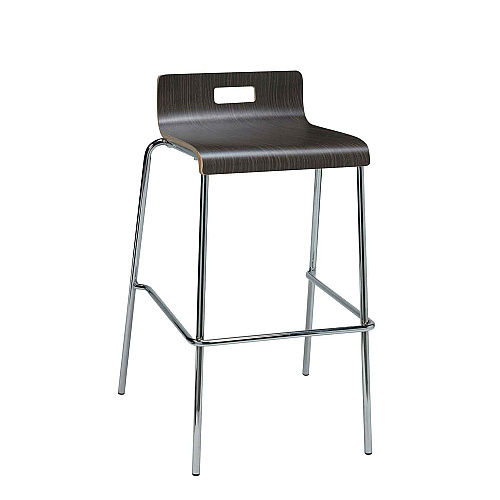 KFI Studios Pedestal Bistro Table with Four Espresso Jive Series Barstools, Square, 36 x 36 x 41, Designer White (811774039901)