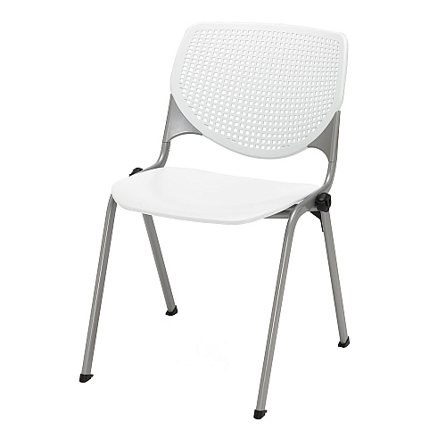KFI Studios Pedestal Table with Four White Kool Series Chairs, Round, 36" Dia x 29h, Designer White (811774036689)
