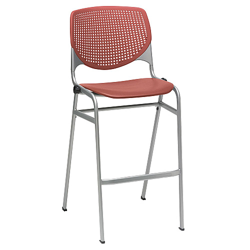 KFI Studios Pedestal Bistro Table with Four Coral Kool Series Barstools, Round, 36" Dia x 41h, Designer White (811774037150)