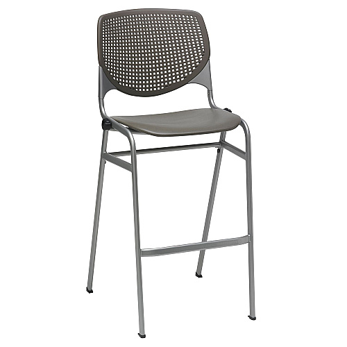 KFI Studios Pedestal Bistro Table with Four Brownstone Kool Series Barstools, Round, 36" Dia x 41h, Designer White (811774037129)