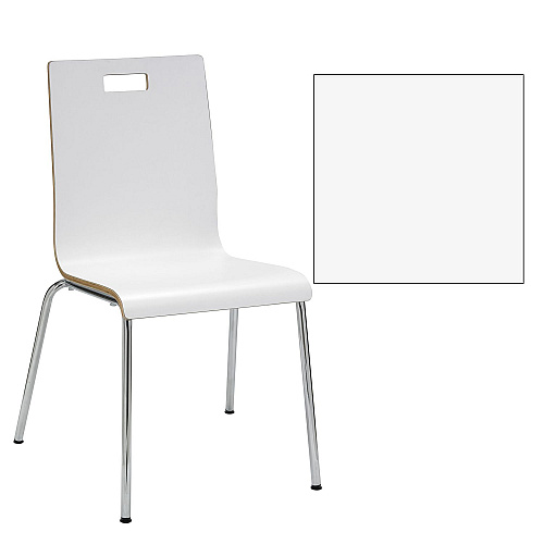 KFI Studios Pedestal Table with Four White Jive Series Chairs, Round, 36" Dia x 29h, Walnut (810389025088)