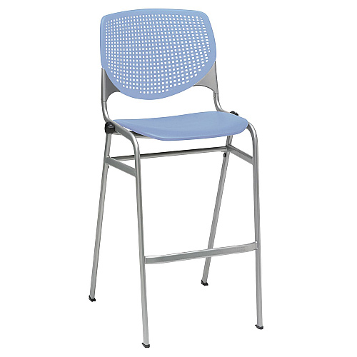 KFI Studios Pedestal Bistro Table with Four Periwinkle Kool Series Barstools, Round, 36" Dia x 41h, Designer White (811774037136)