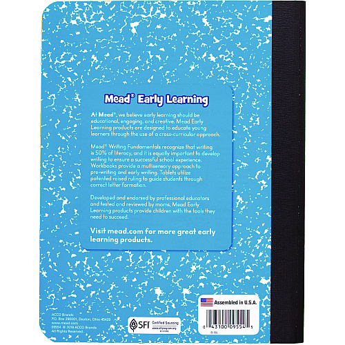 Mead Primary Journal Half Page Ruled, Blue Marble Cover, Primary Rule, (100) 9.75 x 7.5 Sheets (9554)