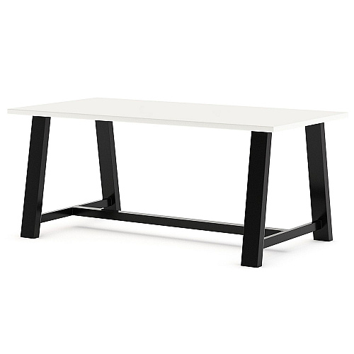 KFI Studios Midtown Bistro Dining Table with Four Navy Kool Barstools, 36 x 72 x 41, Designer White (840031900548)