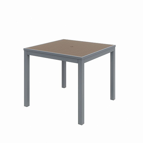KFI Studios Eveleen Outdoor Patio Table with Four Mocha Powder-Coated Polymer Chairs, Square, 32", Mocha (840031918543)