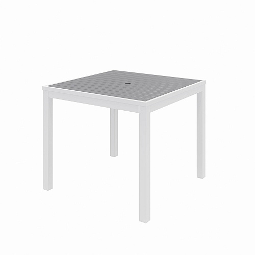 KFI Studios Eveleen Outdoor Patio Table with Four Gray Powder-Coated Polymer Chairs, 32" Square, Gray (840031918550)