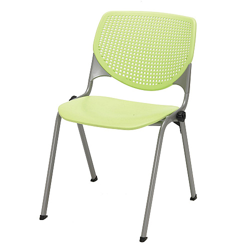 KFI Studios Pedestal Table with Four Lime Green Kool Series Chairs, Round, 36" Dia x 29h, Designer White (811774036726)