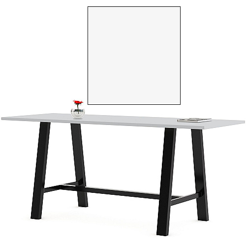 KFI Studios Midtown Bistro Dining Table with Four White Kool Barstools, 36 x 72 x 41, Designer White (840031900562)