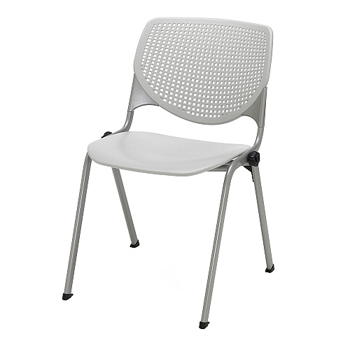 KFI Studios Pedestal Table with Four Light Gray Kool Series Chairs, Round, 36" Dia x 29h, Designer White (811774036719)