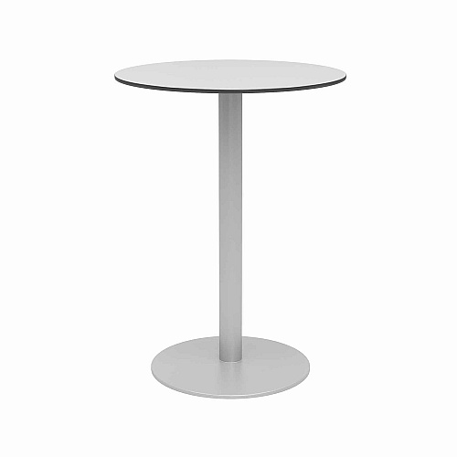 KFI Studios Eveleen Outdoor Bistro Patio Table, Two Mocha Powder-Coated Polymer Barstools, Round, 30" Dia x 41h, Gray (840031918468)