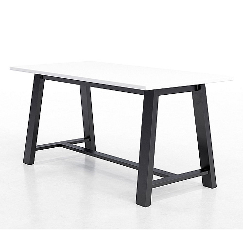 KFI Studios Midtown Bistro Dining Table with Four White Kool Barstools, 36 x 72 x 41, Designer White (840031900562)