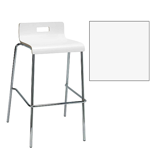 KFI Studios Pedestal Bistro Table with Four White Jive Series Barstools, Round, 36" Dia x 41h, Designer White (840031900128)