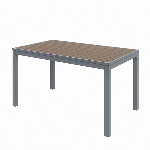 KFI Studios Eveleen Outdoor Patio Table with Six Mocha Powder-Coated Polymer Chairs, 32 x 55 x 29, Mocha (840031918529)