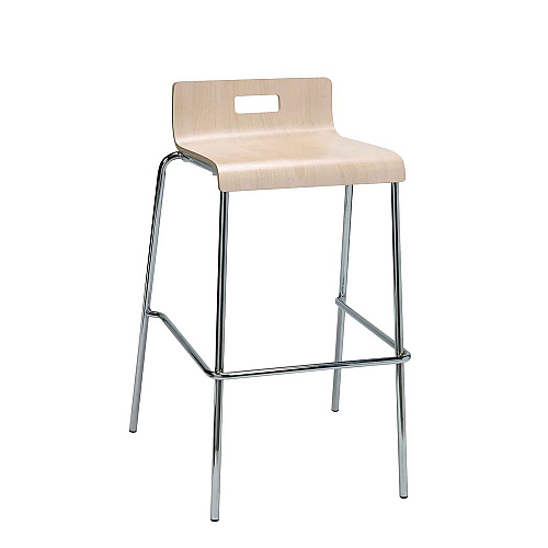 KFI Studios Pedestal Bistro Table with Four Natural Jive Series Barstools, Round, 36" Dia x 41h, Studio Teak (840031900135)