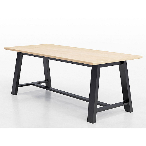 KFI Studios Midtown Dining Table with Four Lime Green Kool Series Chairs, 36 x 72 x 30, Kensington Maple (840031900494)