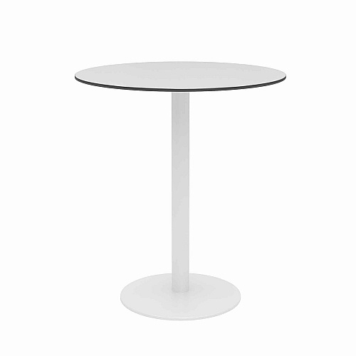 KFI Studios Eveleen Outdoor Patio Table with Two Mocha Powder-Coated Polymer Chairs, 30" Dia x 29h, Gray (840031918444)