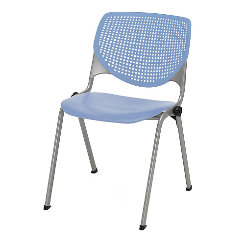 KFI Studios Pedestal Table with Four Periwinkle Kool Series Chairs, Round, 36" Dia x 29h, Designer White (811774036740)