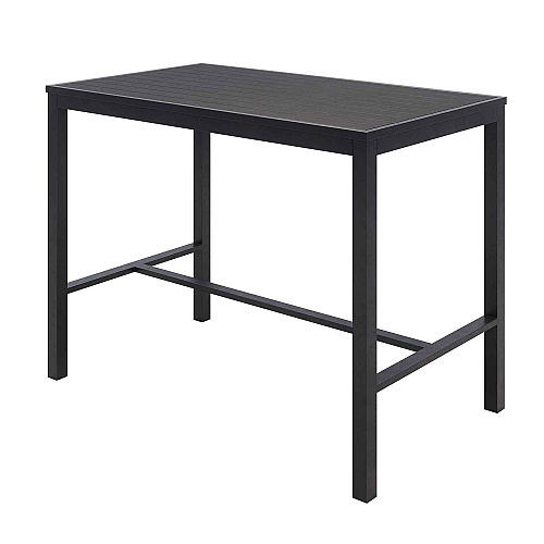 KFI Studios Eveleen Outdoor Bistro Patio Table with Four Black Powder-Coated Polymer Barstools, 32 x 55, Black (840031925213)