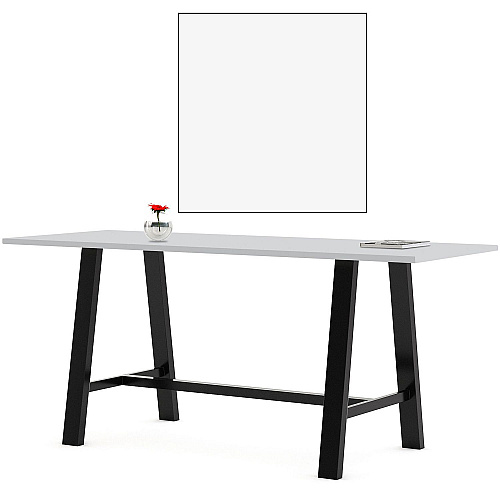KFI Studios Midtown Bistro Dining Table with Four Lime Green Kool Barstools, 36 x 72 x 41, Designer White (840031900609)