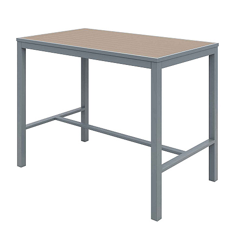 KFI Studios Eveleen Outdoor Bistro Patio Table with Four Mocha Powder-Coated Polymer Barstools, 32 x 55, Mocha (840031925190)
