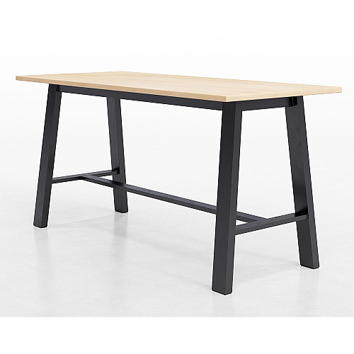 KFI Studios Midtown Bistro Dining Table with Four Periwinkle Kool Barstools, 36 x 72 x 41, Kensington Maple (840031900814)