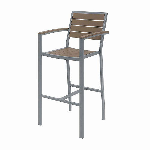 KFI Studios Eveleen Outdoor Bistro Patio Table with Two Mocha Powder-Coated Polymer Barstools, 30" Square, Mocha (840031925251)