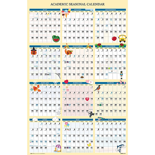 House of Doolittle Recycled Academic Seasonal Laminated Wall Calendar, Illustrated Seasons, 24 x 37, 12-Month (July to June), 2025 to 2026 (39835)