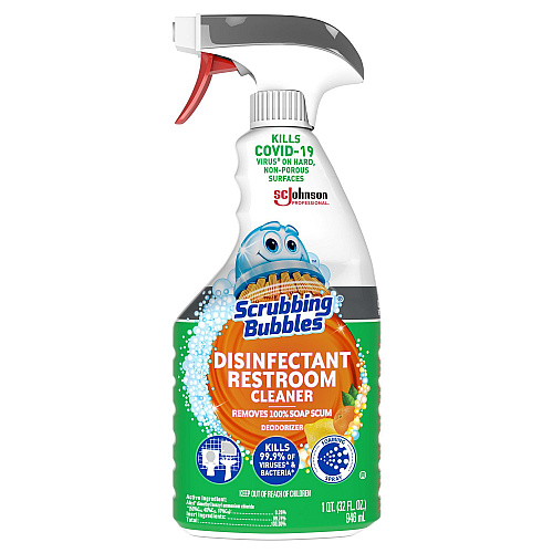 Scrubbing Bubbles Disinfectant Restroom Cleaner, Citrus Scent, 32 oz Spray Bottle, 8/Carton (334879)