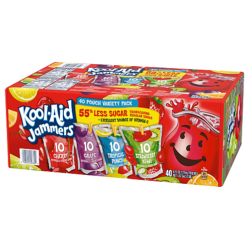 Kool-Aid Jammers Juice Pouch Variety Pack, 6 oz Pouch, 80/Carton (60004076)
