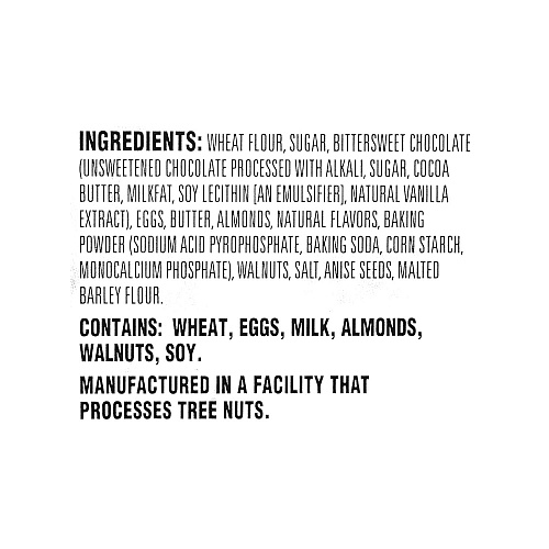 Nonni's Biscotti, Dark Chocolate Almond, 0.88 oz Packet, 25/Tub, 2 Tubs/Carton (60004079)