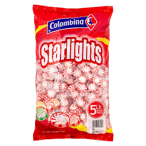 Colombina Peppermint Starlight Mints, 5 lb Bag, 3/Carton (60004061)