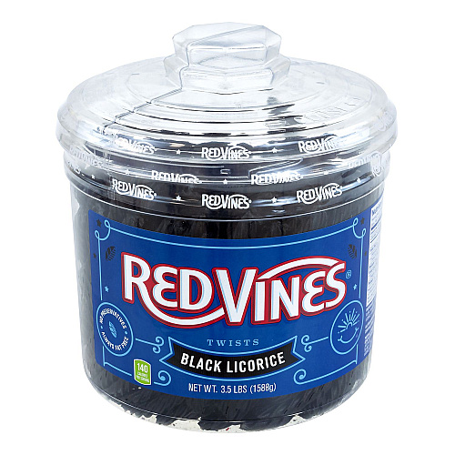 Red Vines Black Licorice Twists, 3.5 lb Jar, 2/Carton (60004084)