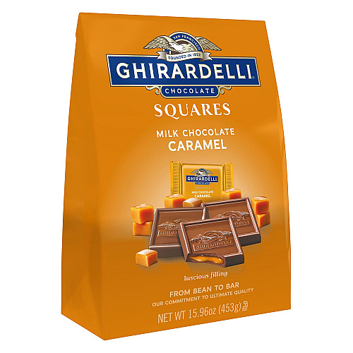 Ghirardelli Milk Chocolate and Caramel Chocolate Squares, 15.96 oz Bag, 2/Carton (60004071)