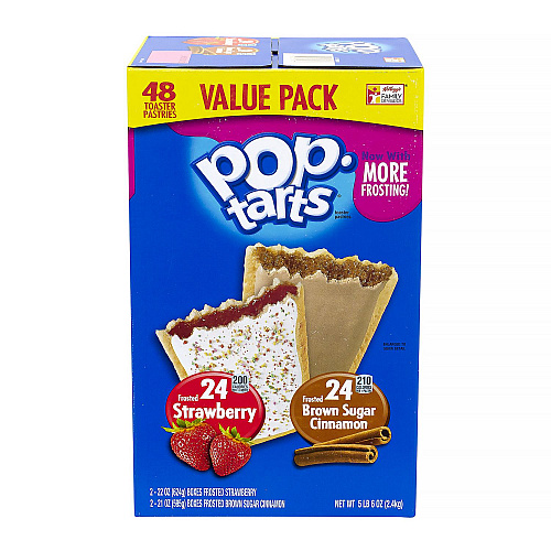 Kellogg's Pop Tarts, Brown Sugar Cinnamon/Strawberry, 2/Pouch, 24 Pouches Box, 2 Boxes/Carton (60004083)