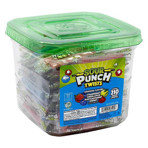 Sour Punch Twists, Variety, 2.59 lb Tub, Approx. 210 Pieces/Tub, 2 Tubs (60004078)