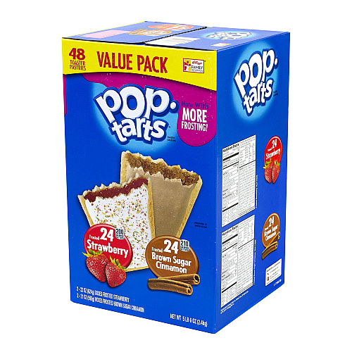 Kellogg's Pop Tarts, Brown Sugar Cinnamon/Strawberry, 2/Pouch, 24 Pouches Box, 2 Boxes/Carton (60004083)