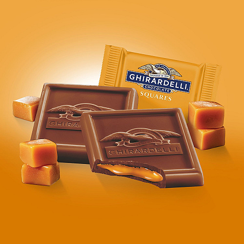 Ghirardelli Milk Chocolate and Caramel Chocolate Squares, 15.96 oz Bag, 2/Carton (60004071)