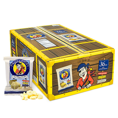 Pirate's Booty Natural Aged White Cheddar Baked Corn Puffs, 0.5 oz Bag, 36/Box, 2 Boxes/Carton (60004090)