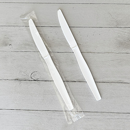 Boardwalk Heavyweight Wrapped Polystyrene Cutlery, Knife, White, 1,000/Carton (BWKKNIFEWHPSIW)