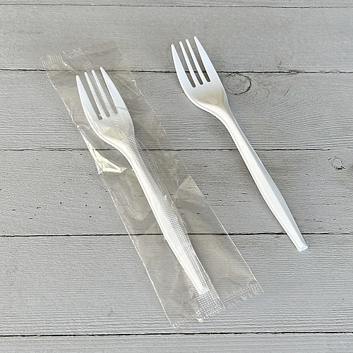 Boardwalk Mediumweight Wrapped Polypropylene Cutlery, Fork, 5.51", Plastic, White, 1,000/Carton (FORKMWPPIW)