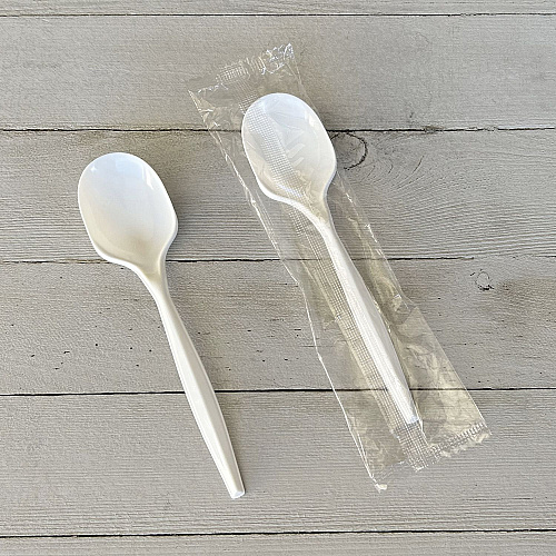 Boardwalk Mediumweight Wrapped Polypropylene Cutlery, Soup Spoon, 4.86", Plastic, White, 1,000/Carton (SOUPMWPPIW)