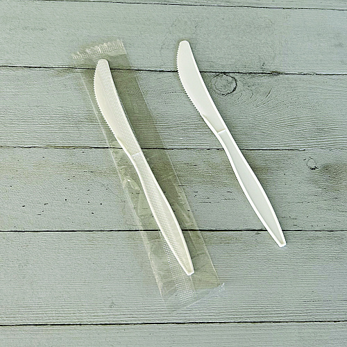 Boardwalk Mediumweight Wrapped Polypropylene Cutlery, Knife, White, 1,000/Carton (BWKKNIFEMWPPIW)