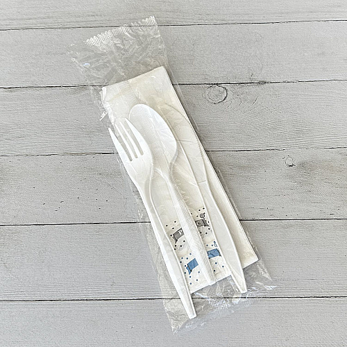 Boardwalk Six-Piece Cutlery Kit, Fork/Knife/Teaspoon/Napkin/Pepper/Salt, White, 1,000/Carton (BWK6COMBOKITPP)