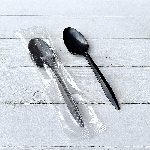 Boardwalk Mediumweight Polypropylene Cutlery, Teaspoon, Black, 1,000/Carton (BWKSPOONBLPPIW)