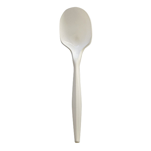 Boardwalk Mediumweight Wrapped Polypropylene Cutlery, Soup Spoon, 4.86", Plastic, White, 1,000/Carton (SOUPMWPPIW)