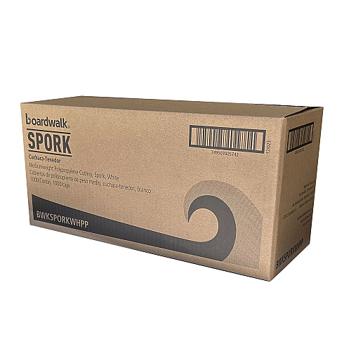 Boardwalk Mediumweight Polypropylene Cutlery, Spork, White, 1,000/Carton (BWKSPORKWHPP)