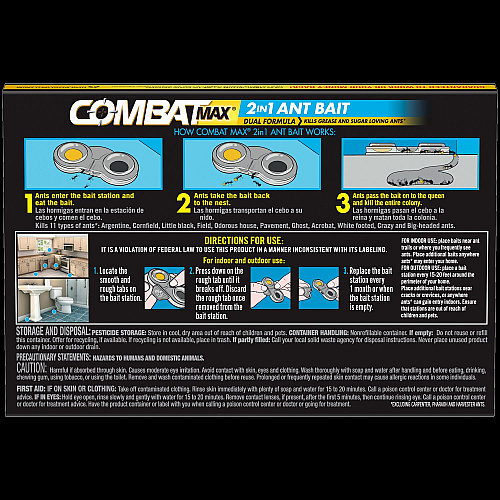 Combat Max 2-in-1 Ant Bait, 4/Pack, 8 Packs/Carton (07172)