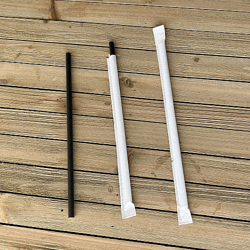 Boardwalk Wrapped Jumbo Paper Straws, 7.75", Paper, Black, 1,280/Carton (BWKPPRSTRWBLIW)