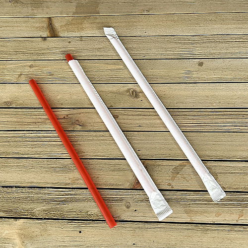 Boardwalk Wrapped Giant Straws, 7.75", Polypropylene, Red, 7,200/Carton (BWKGSTW775RD)